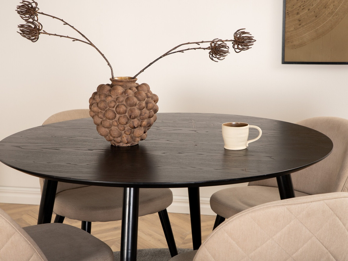 Borðstofusett Dallas 2545 (Beige + Svartur)