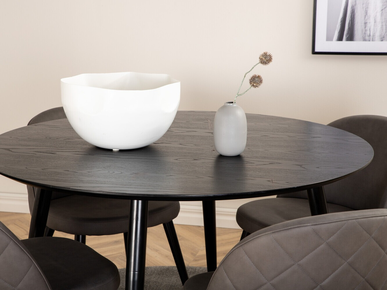 Borðstofusett Dallas 2545 (Grár + Svartur)
