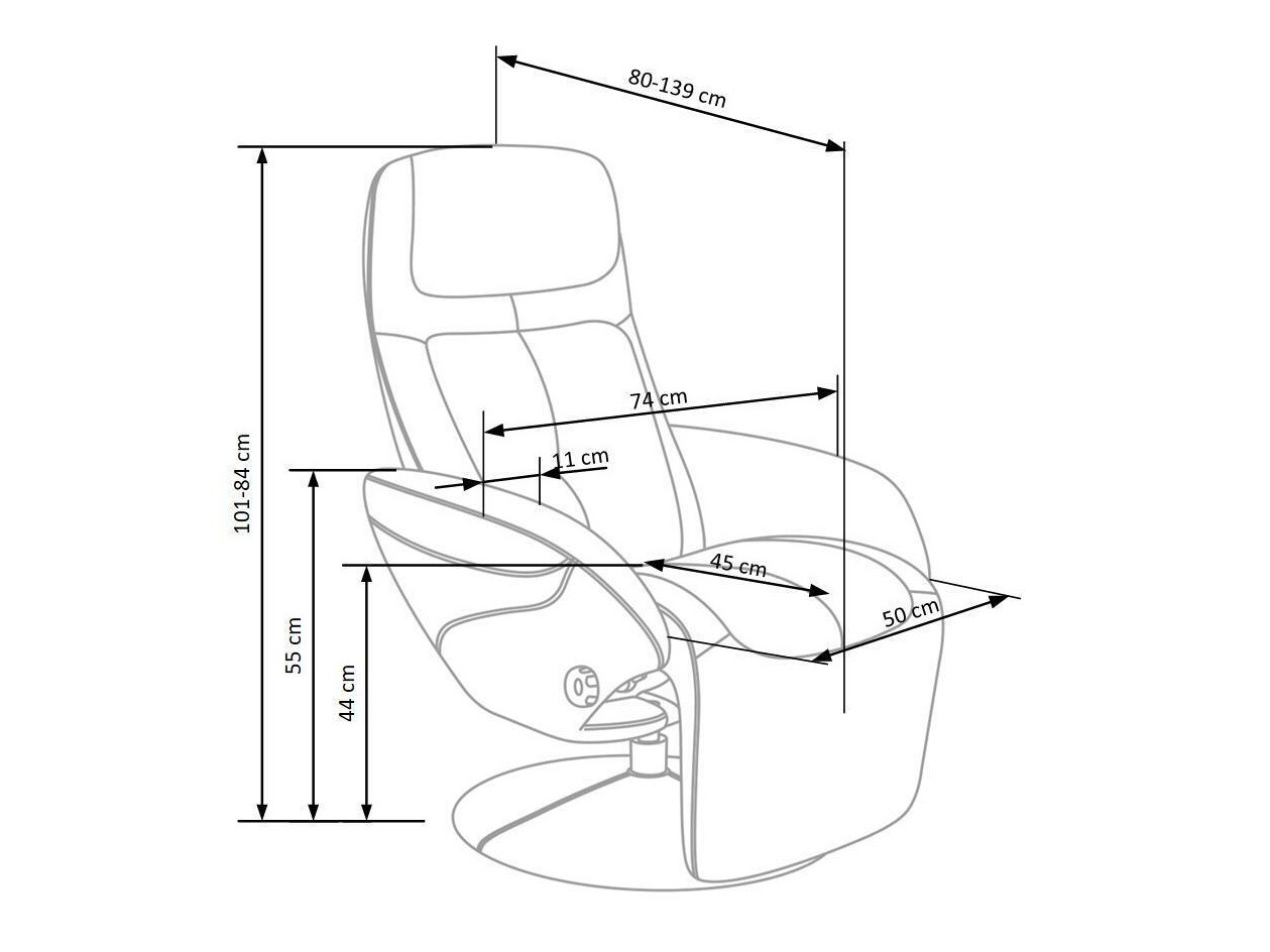 Stillanlegur hægindastóll Houston 492 (Grár)