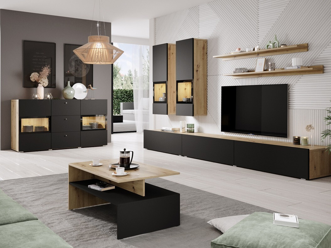 Stofusett Serodeu 104 (Artisan-eik + Matt svart)