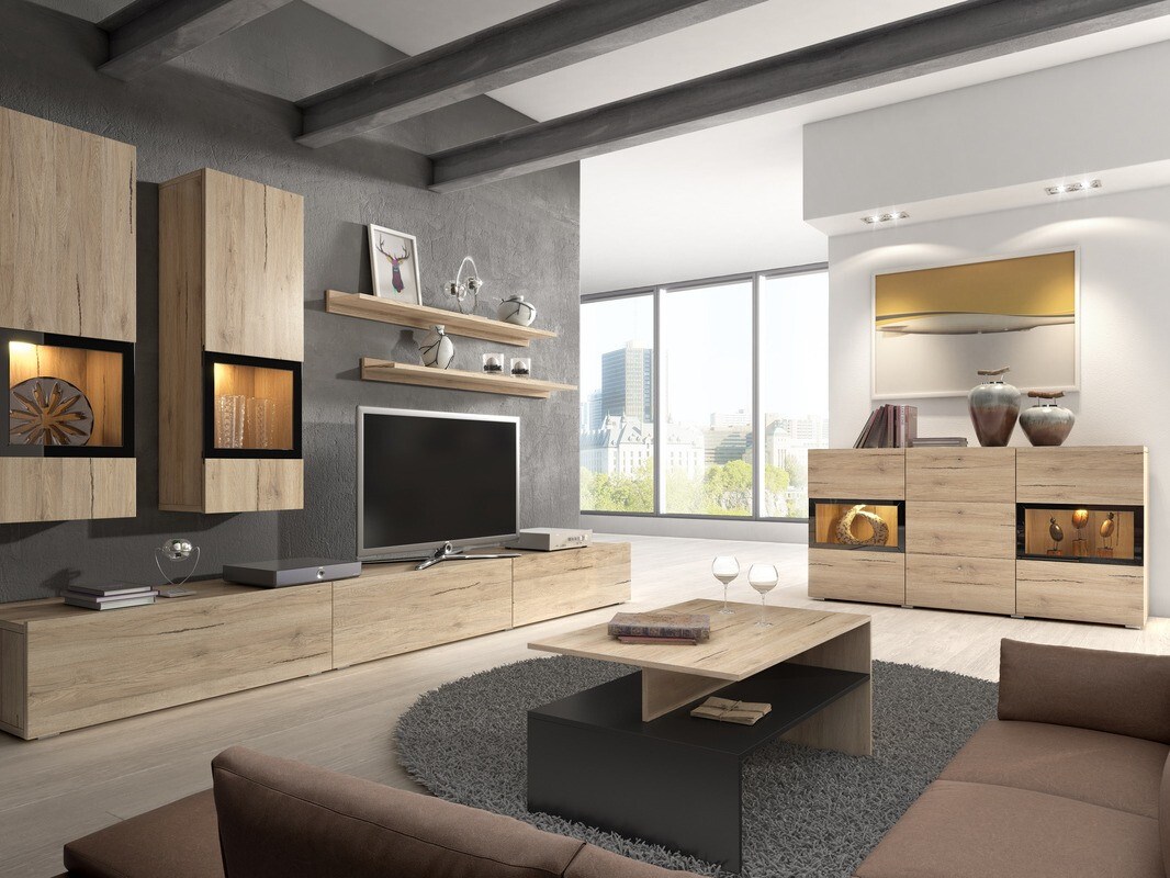 Sófaborð Serodeu 103 (San Remo-eik + Svartur)