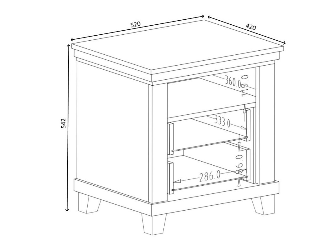 Náttborð Tolnue 117 (Dökkgrænn + Lefkas-eik)