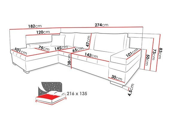 Horn­sófi Comfivo Olivetum I (Lux 05 + Lux 06)