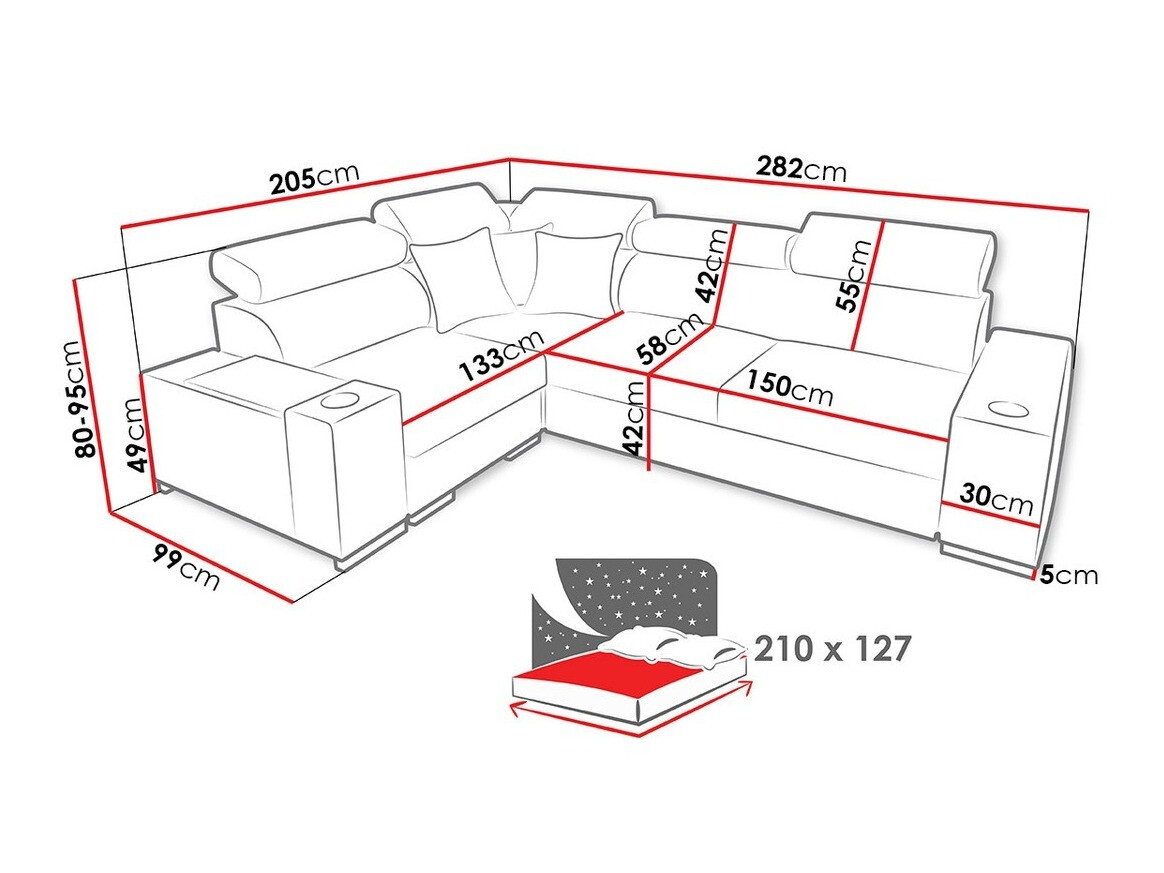 Horn­sófi Pearland 104 (Ekj 01 + Luxo 6601 + Evo 32)