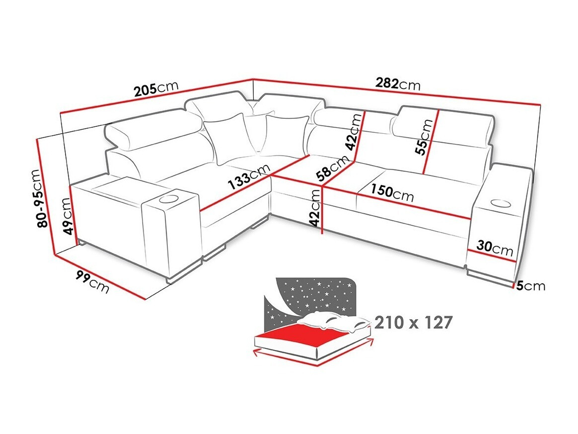 Horn­sófi Pearland 104 (Ekj 01 + Luxo 6601 + Evo 32)