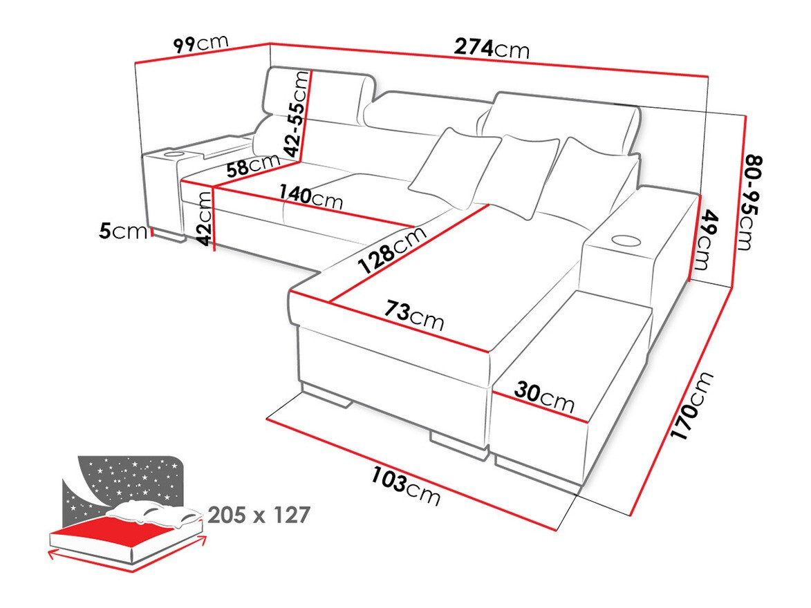 Horn­sófi Pearland 103 (Soft 011 + Luxo 6601 + Evo 32)