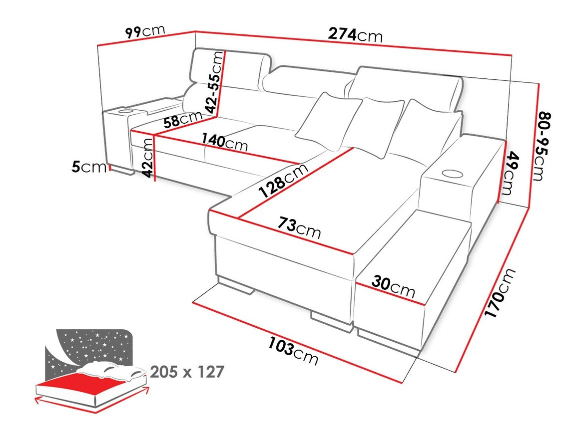 Horn­sófi Pearland 103 (Soft 011 + Luxo 6601 + Evo 32)