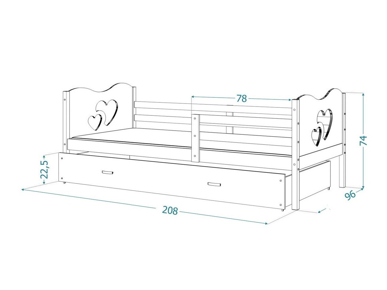 Rúm Aurora 164 (Hvítur)