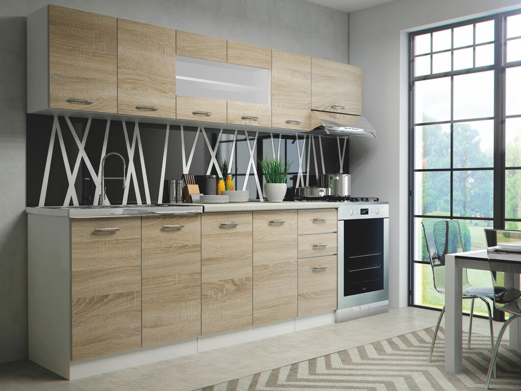 Eldhússett Houston 1182 (Saneima eik + Hvítur + Beige)
