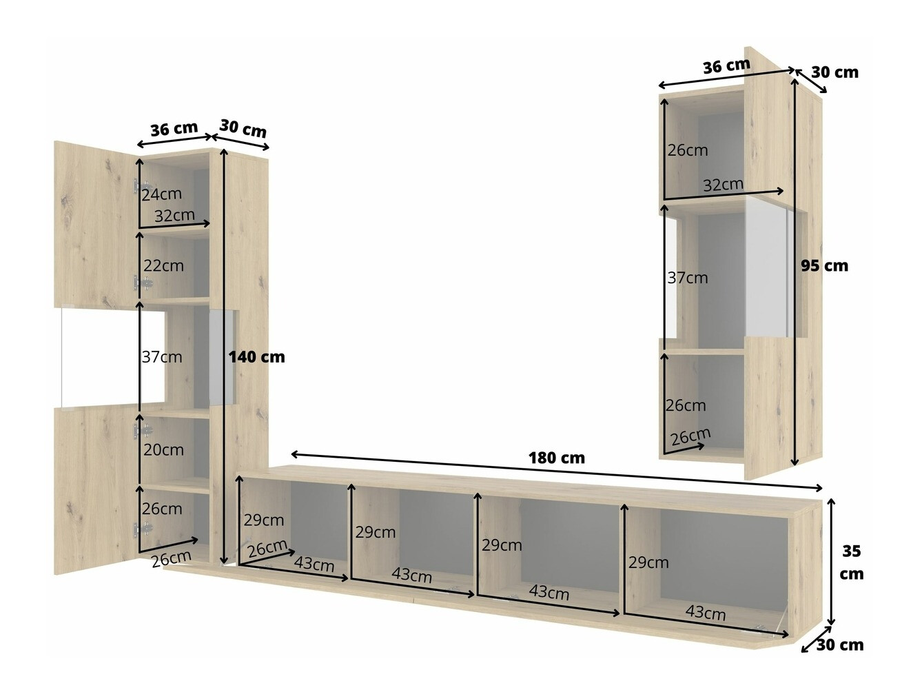 Stofusett Revmiru 106 (Svartur + Wotan-eik)