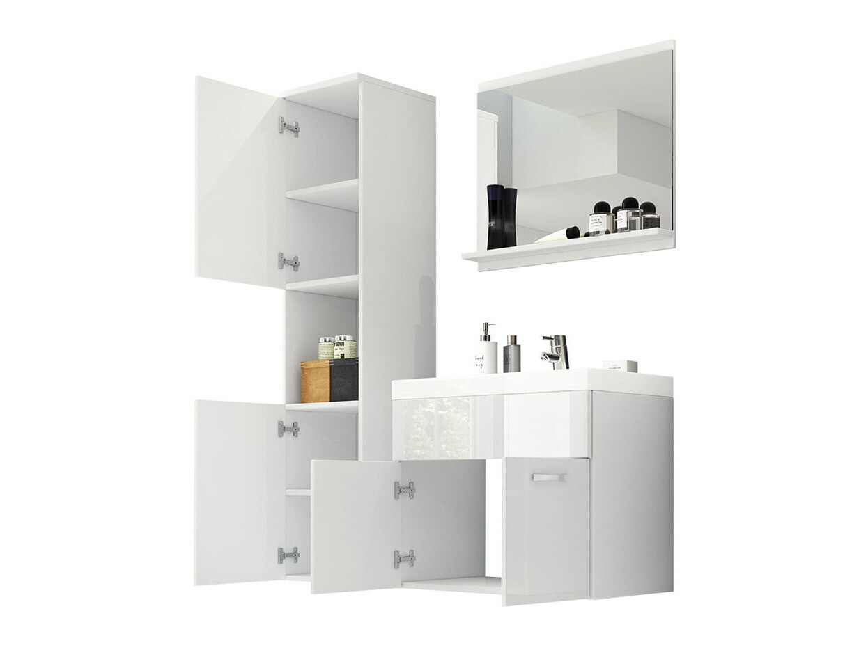 Baðherbergissett Sarasota 122 (Matera-grátt + Hvítt háglans)