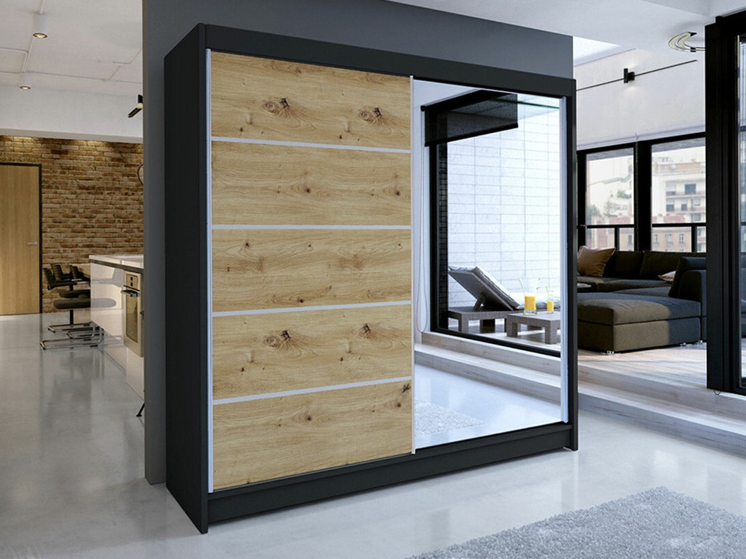 Fataskápur Closico Cavaris III (Svartur + Artisan-eik)