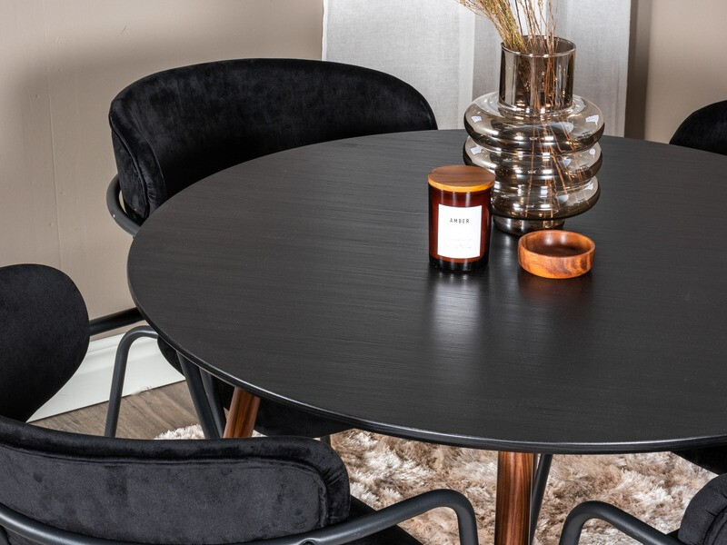 Borðstofusett Dallas 285 (Svartur + Valhneta)