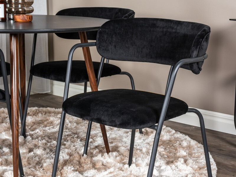 Borðstofusett Dallas 285 (Svartur + Valhneta)
