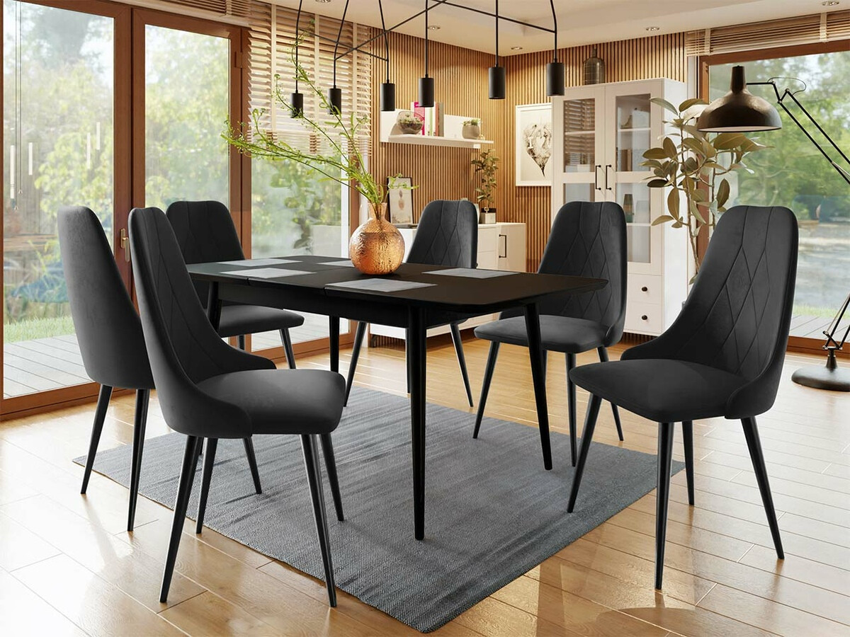 Borðstofusett Racine 125 (Svartur)