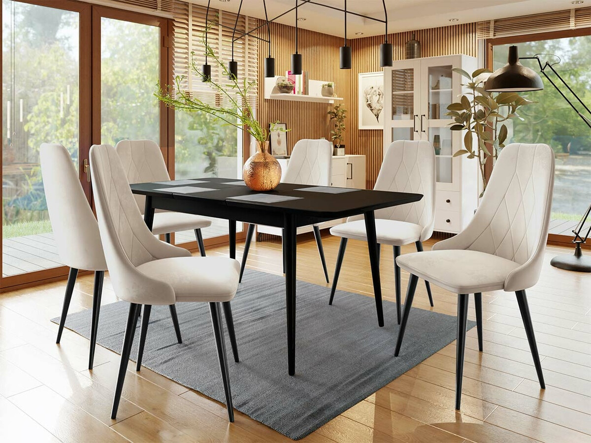 Borðstofusett Racine 125 (Svartur)