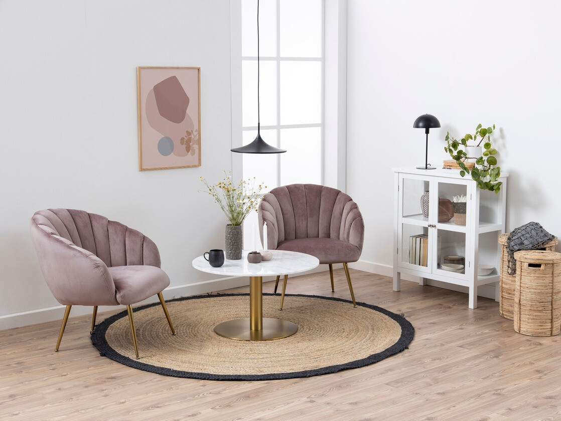 Sófaborð Norsica 425 (Gylltur + Hvítur marmari)