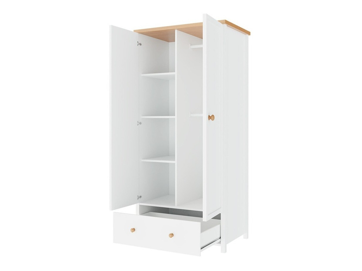 Fataskápur Romelbo 145 (Hvítur + Eik)
