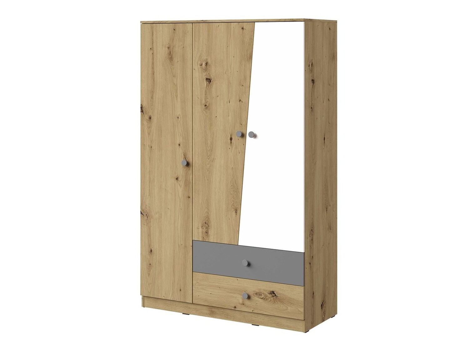 Fataskápur Almira 102 (Artisan-eik + Hvítur + Grár)