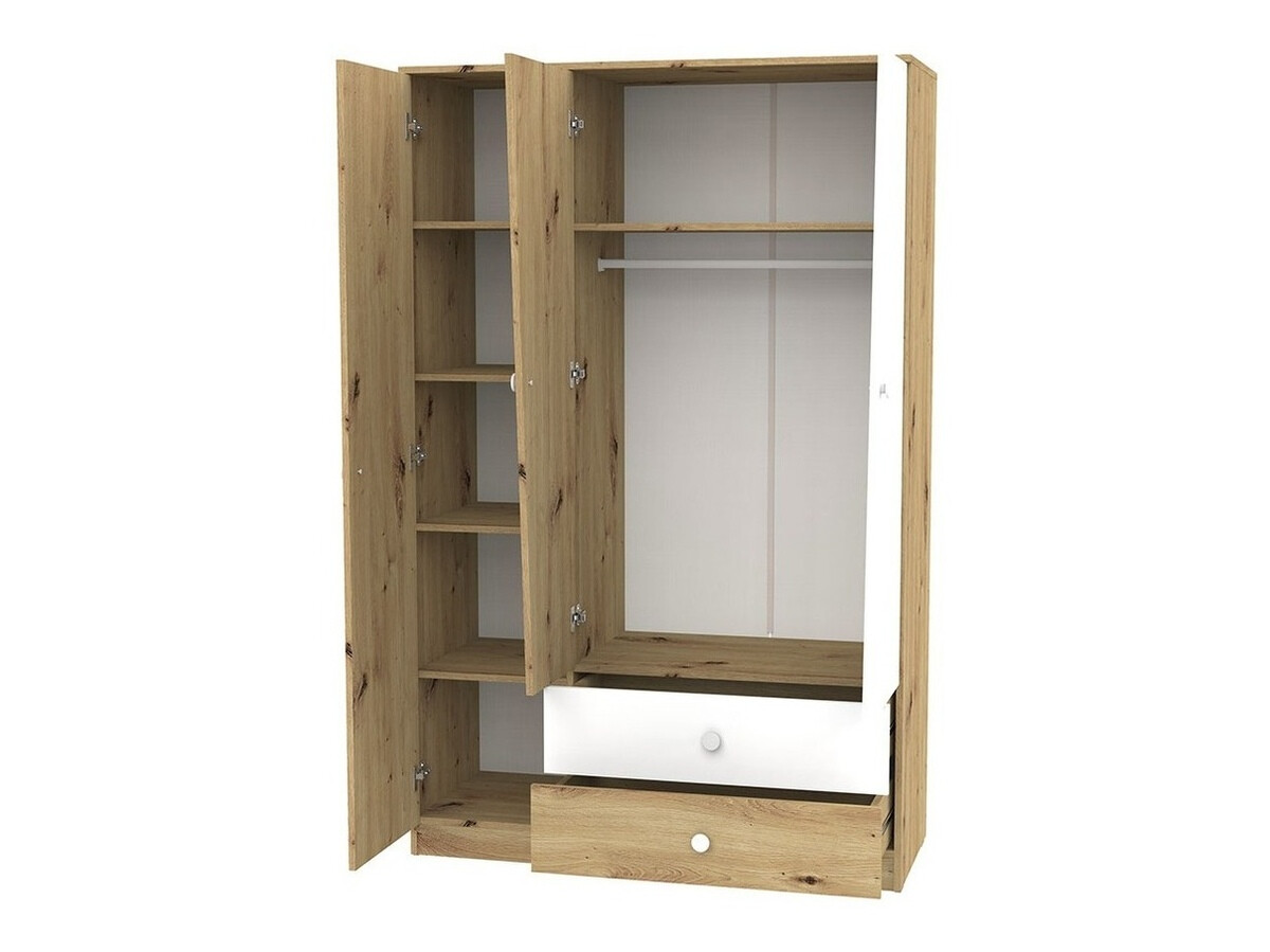 Fataskápur Almira 102 (Artisan-eik + Hvítur + Grár)