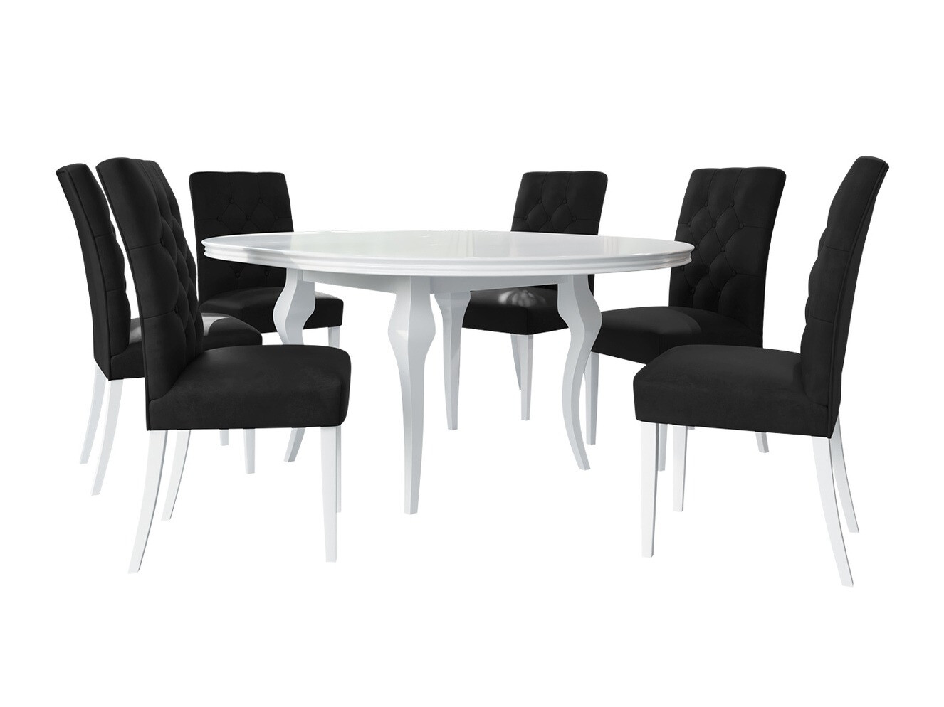 Borðstofusett Racine 129 (Hvítt háglans + Magic Velvet 2219)