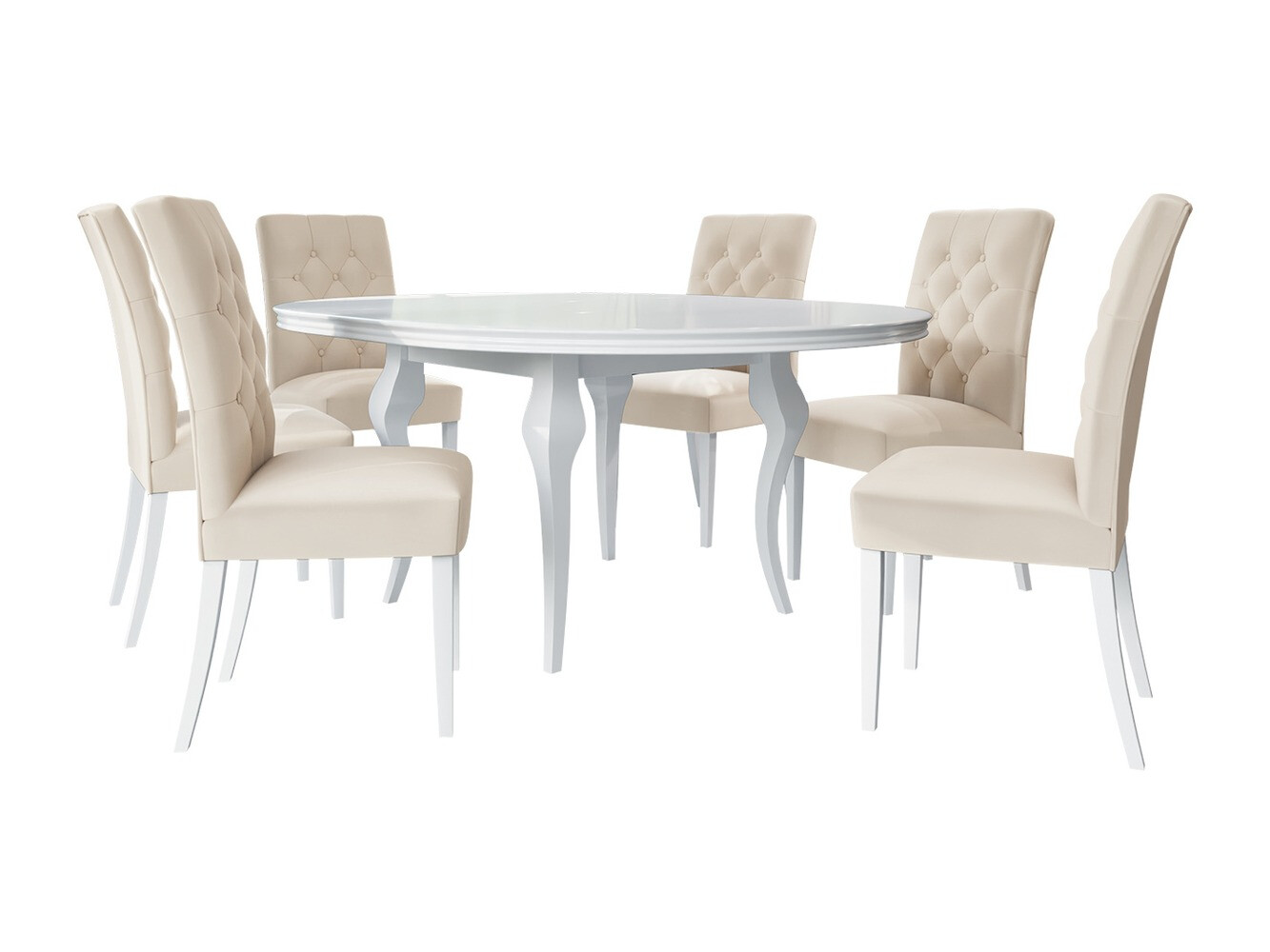 Borðstofusett Racine 138 (Hvítt háglans + Magic Velvet 2250)