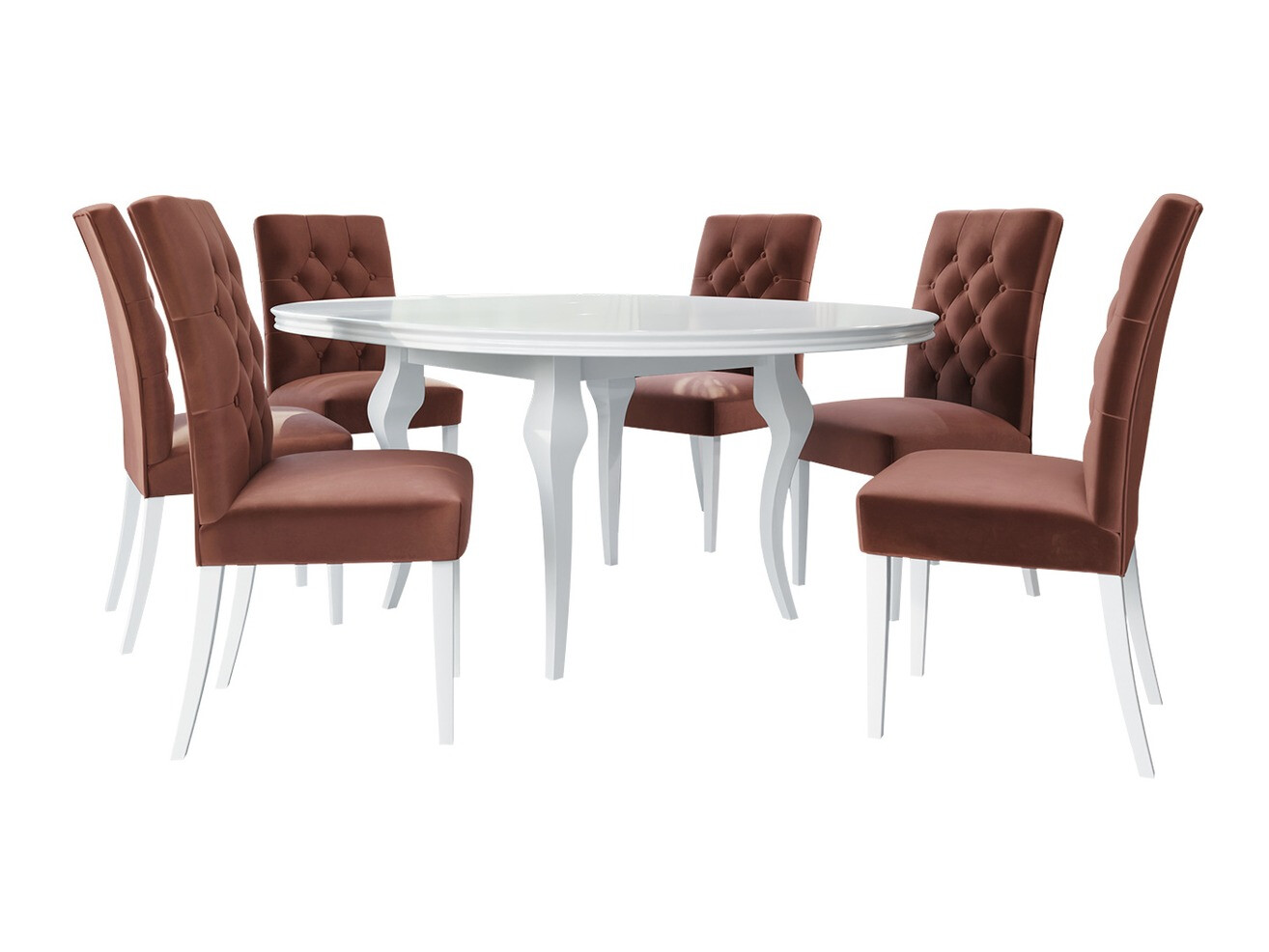 Borðstofusett Racine 138 (Hvítt háglans + Magic Velvet 2258)