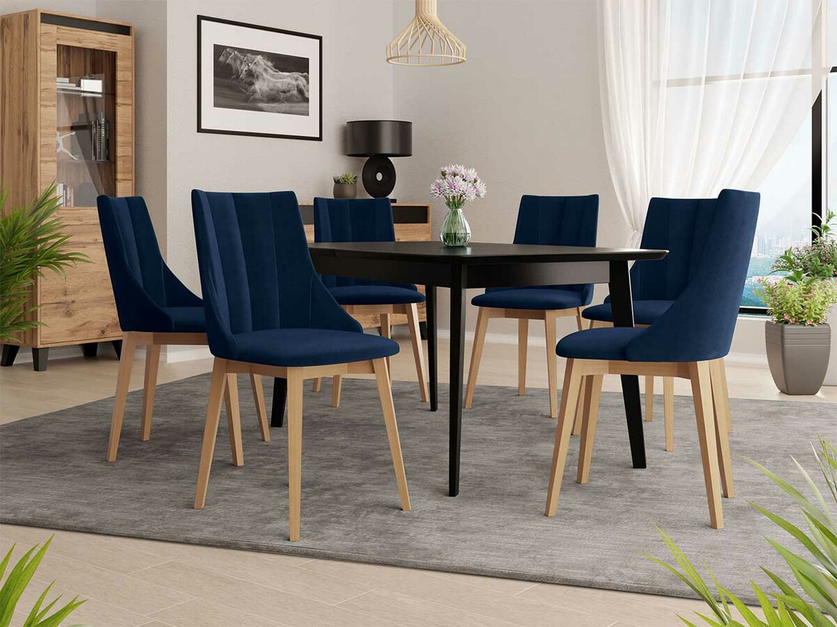 Borðstofusett Racine 139 (Brúnn + Magic Velvet 2216)