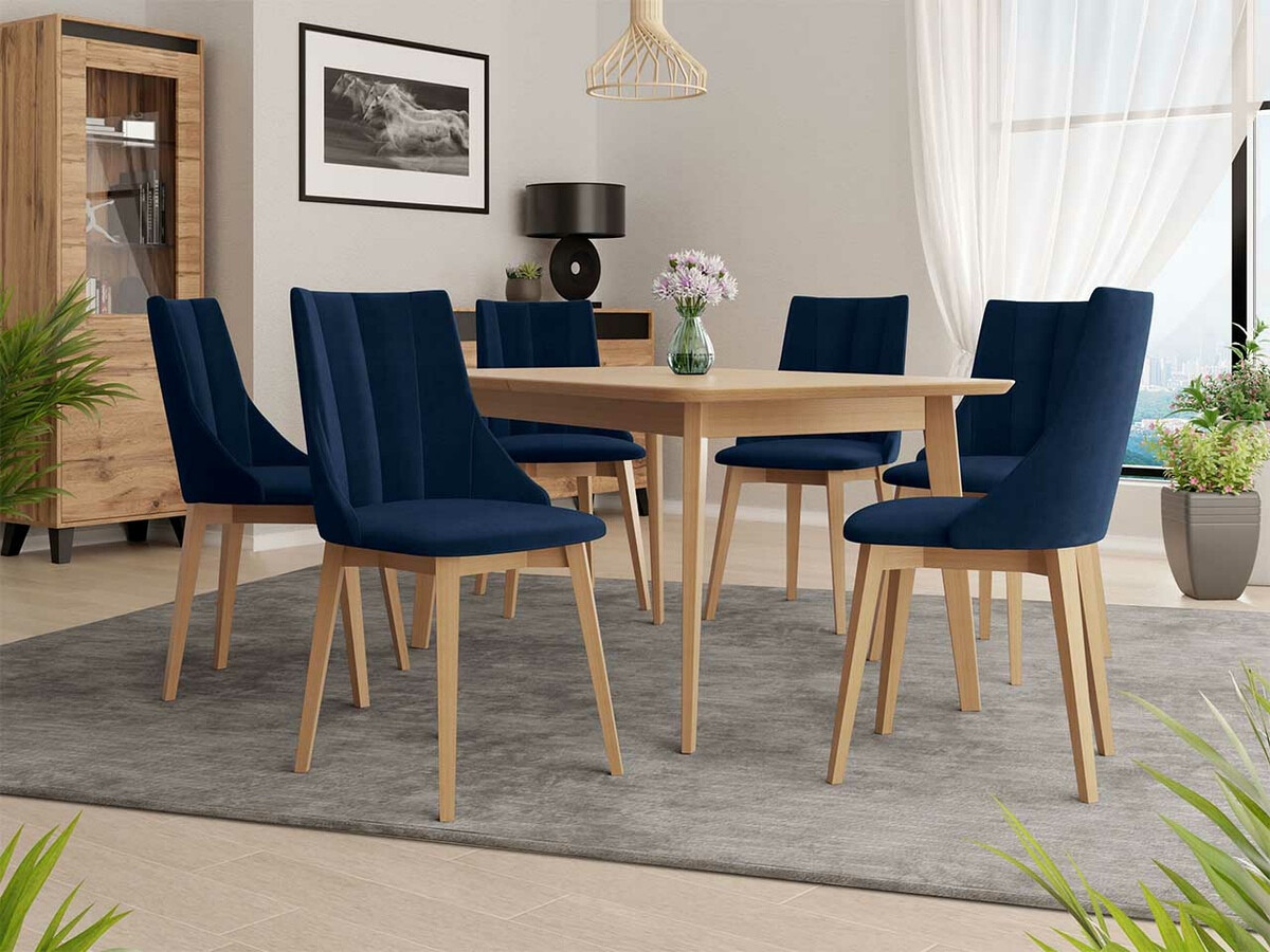 Borðstofusett Racine 139 (Brúnn + Magic Velvet 2216)