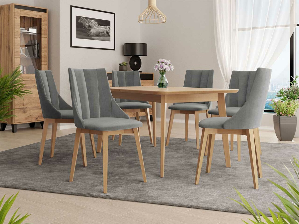 Borðstofusett Racine 139 (Brúnn + Magic Velvet 2217)