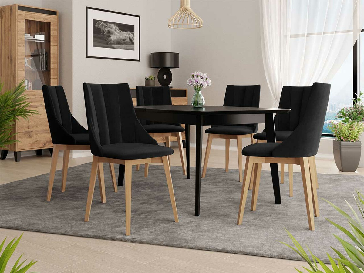 Borðstofusett Racine 139 (Brúnn + Magic Velvet 2219)