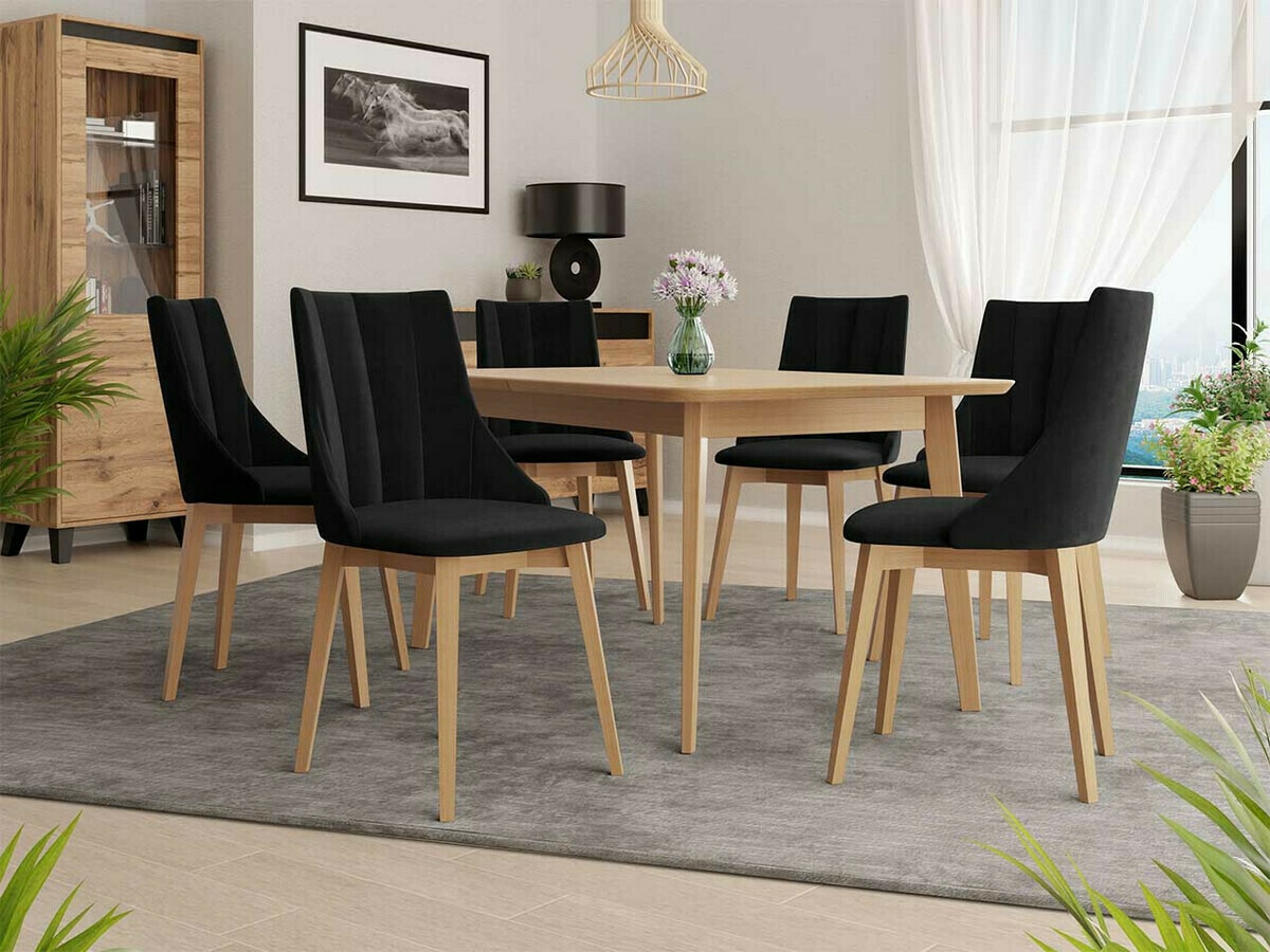 Borðstofusett Racine 139 (Brúnn + Magic Velvet 2219)