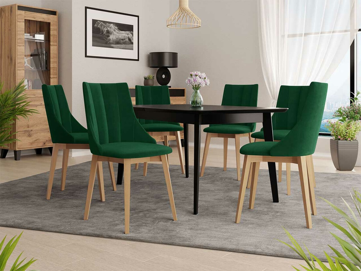 Borðstofusett Racine 139 (Brúnn + Magic Velvet 2225)