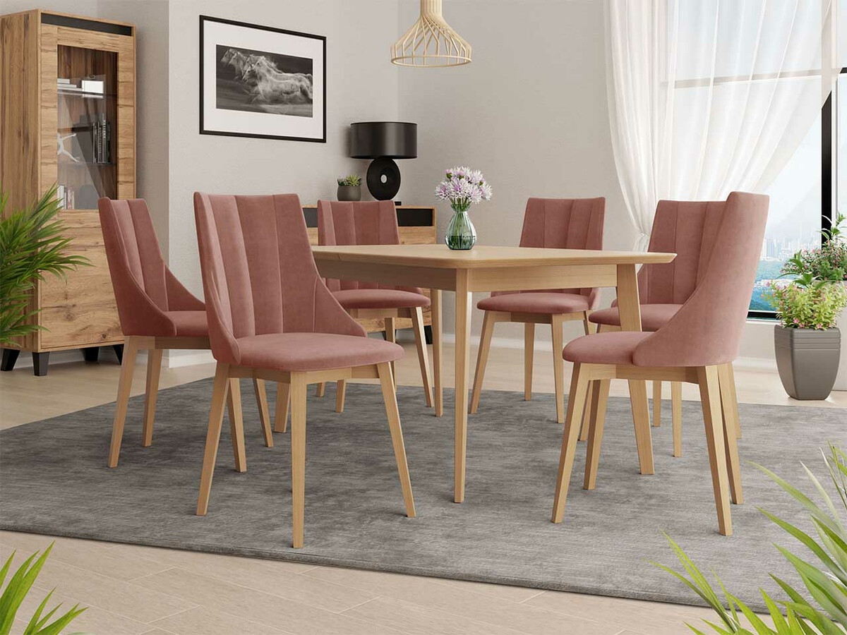 Borðstofusett Racine 139 (Brúnn + Magic Velvet 2258)