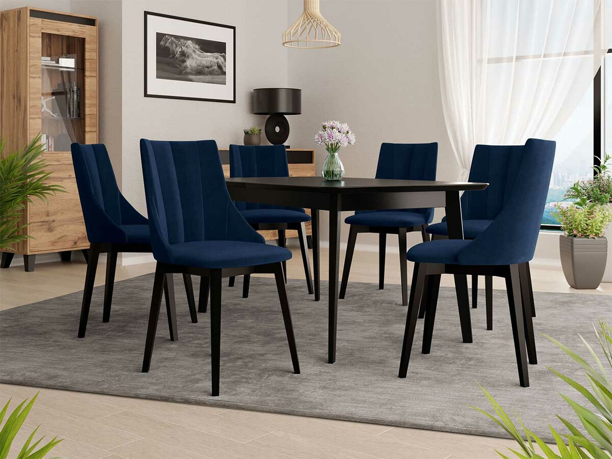 Borðstofusett Racine 139 (Svartur + Magic Velvet 2216)