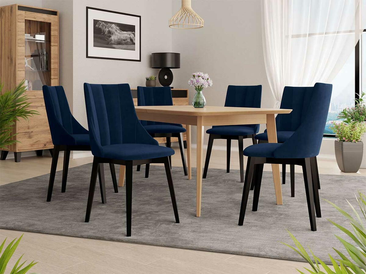 Borðstofusett Racine 139 (Svartur + Magic Velvet 2216)