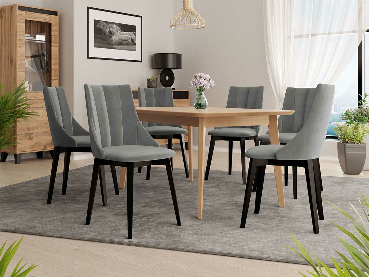 Borðstofusett Racine 139 (Svartur + Magic Velvet 2217)