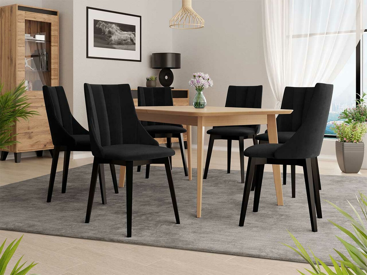 Borðstofusett Racine 139 (Svartur + Magic Velvet 2219)