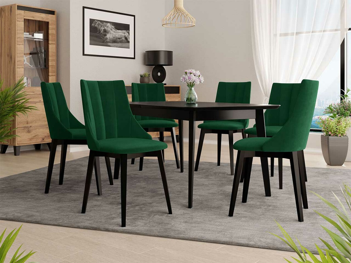 Borðstofusett Racine 139 (Svartur + Magic Velvet 2225)