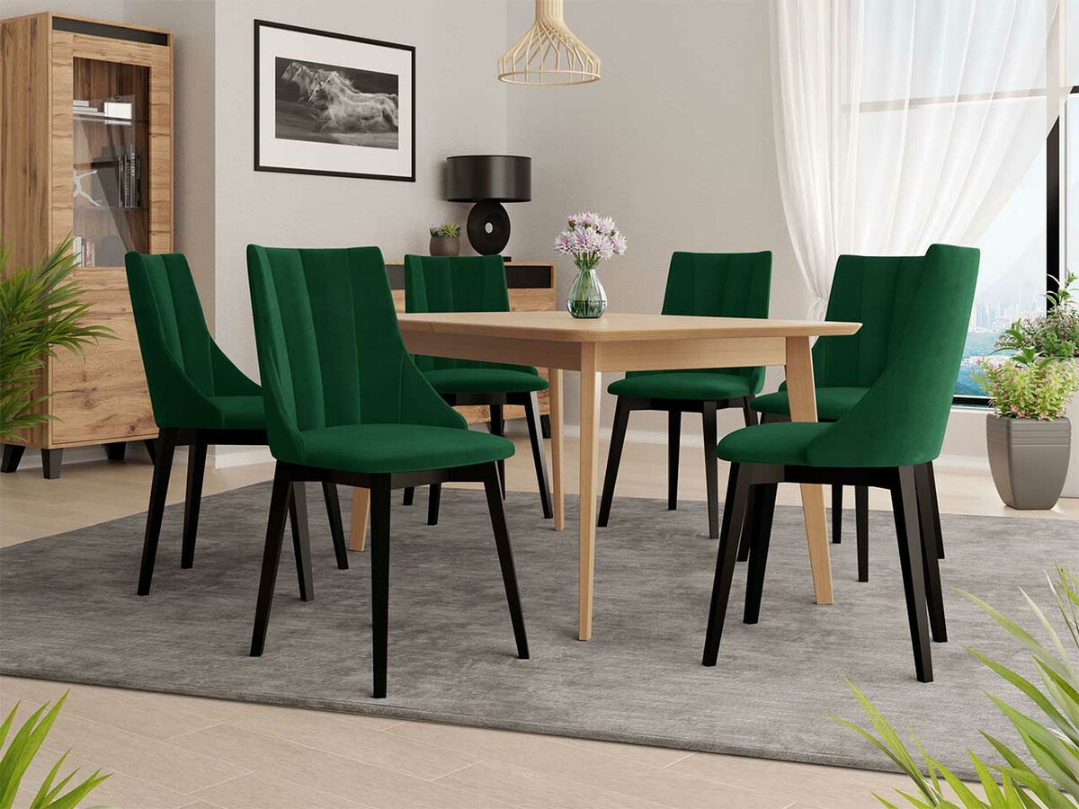 Borðstofusett Racine 139 (Svartur + Magic Velvet 2225)
