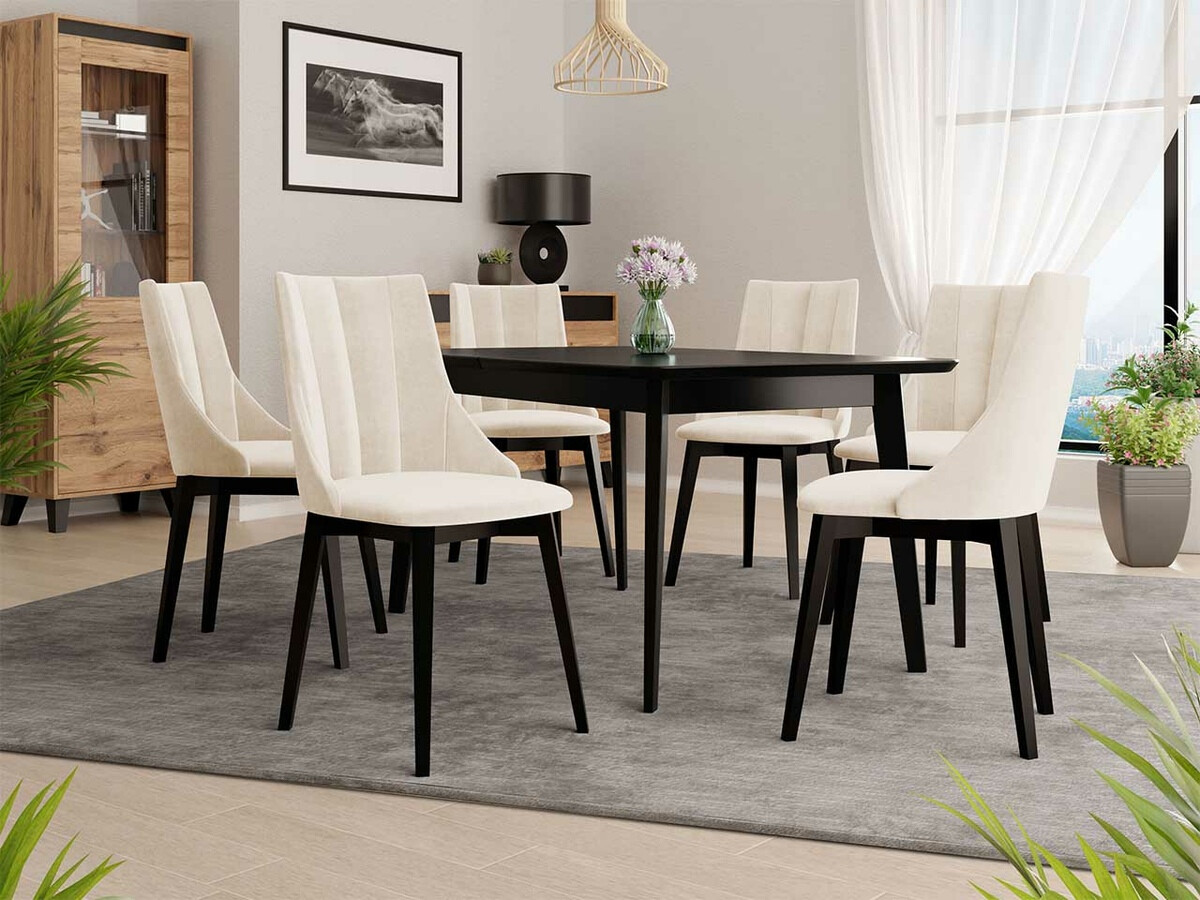 Borðstofusett Racine 139 (Svartur + Magic Velvet 2250)