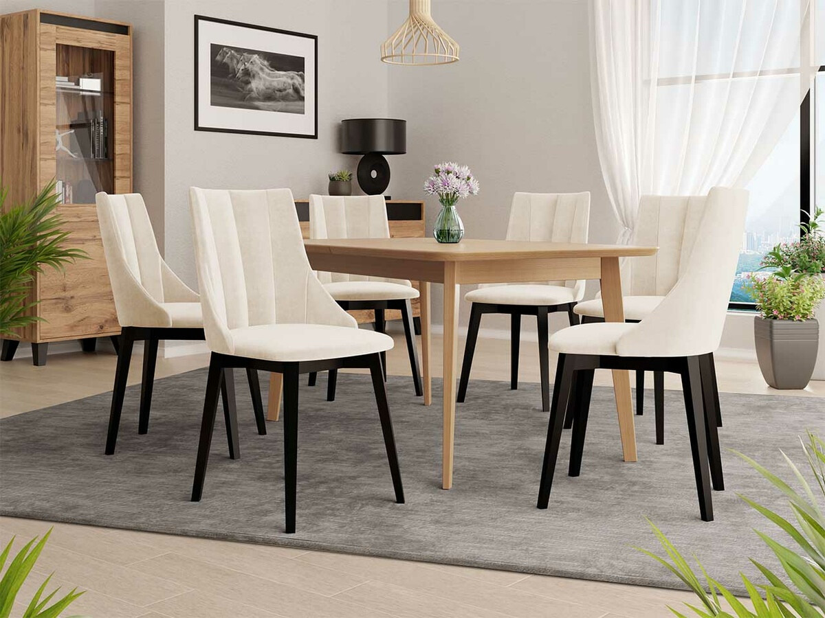 Borðstofusett Racine 139 (Svartur + Magic Velvet 2250)