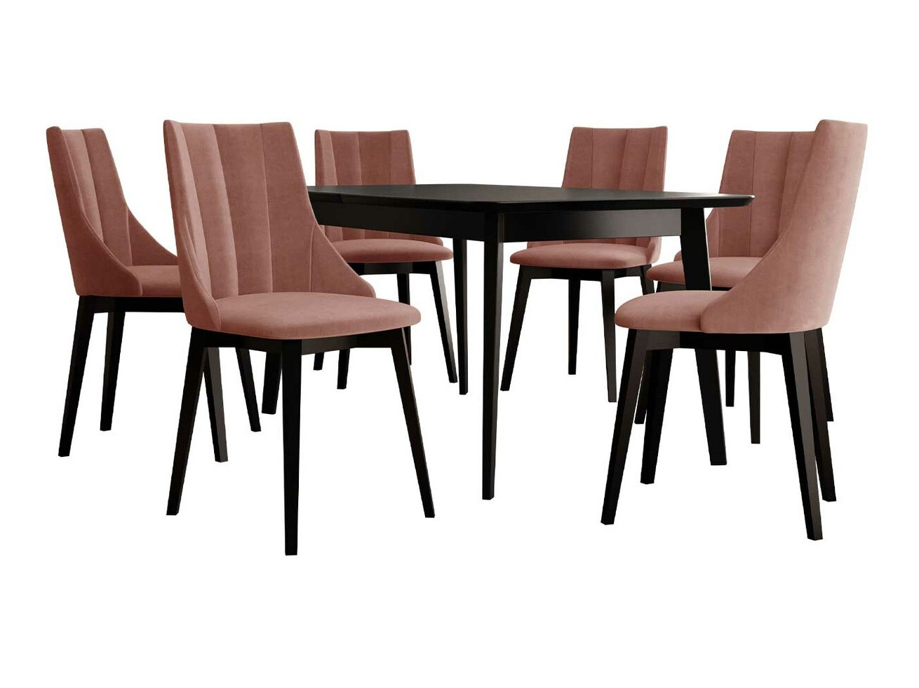Borðstofusett Racine 139 (Svartur + Magic Velvet 2258)