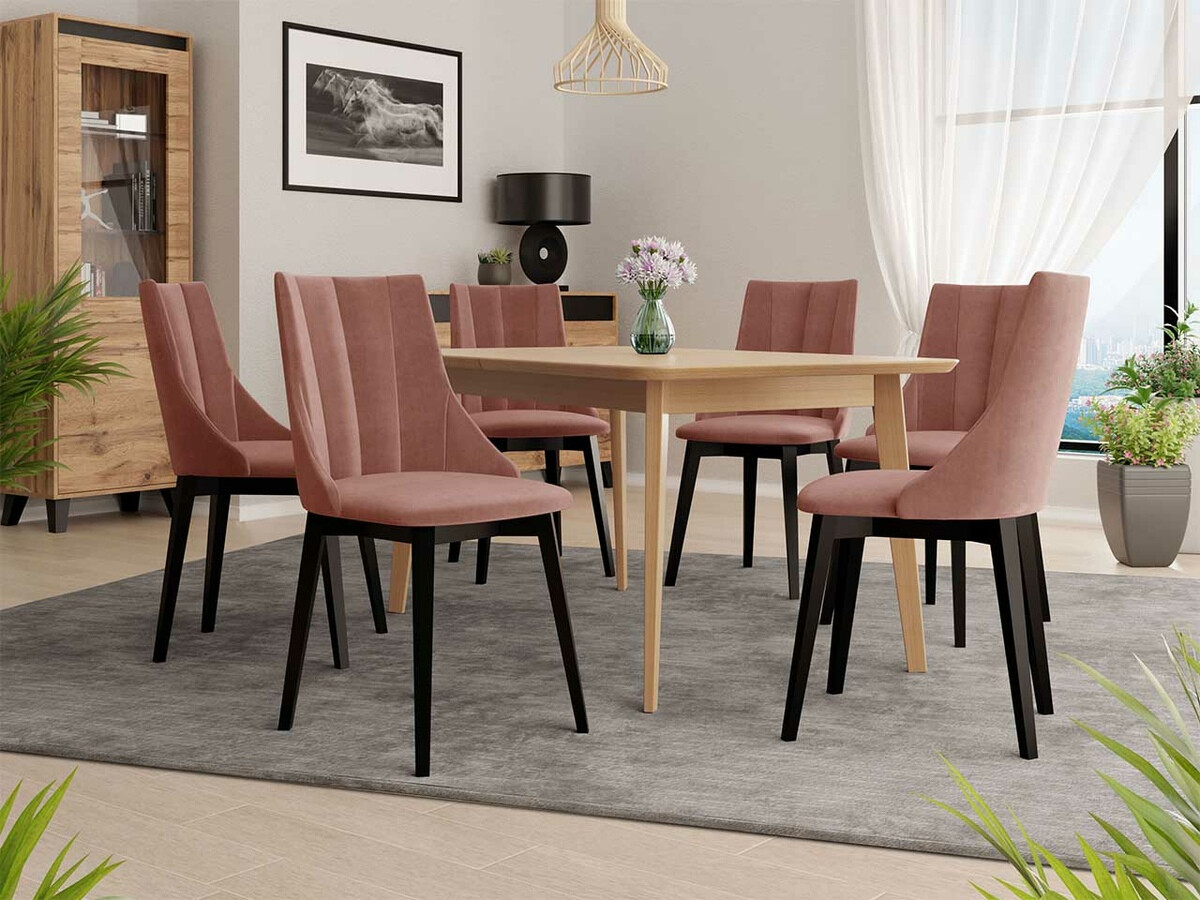 Borðstofusett Racine 139 (Svartur + Magic Velvet 2258)