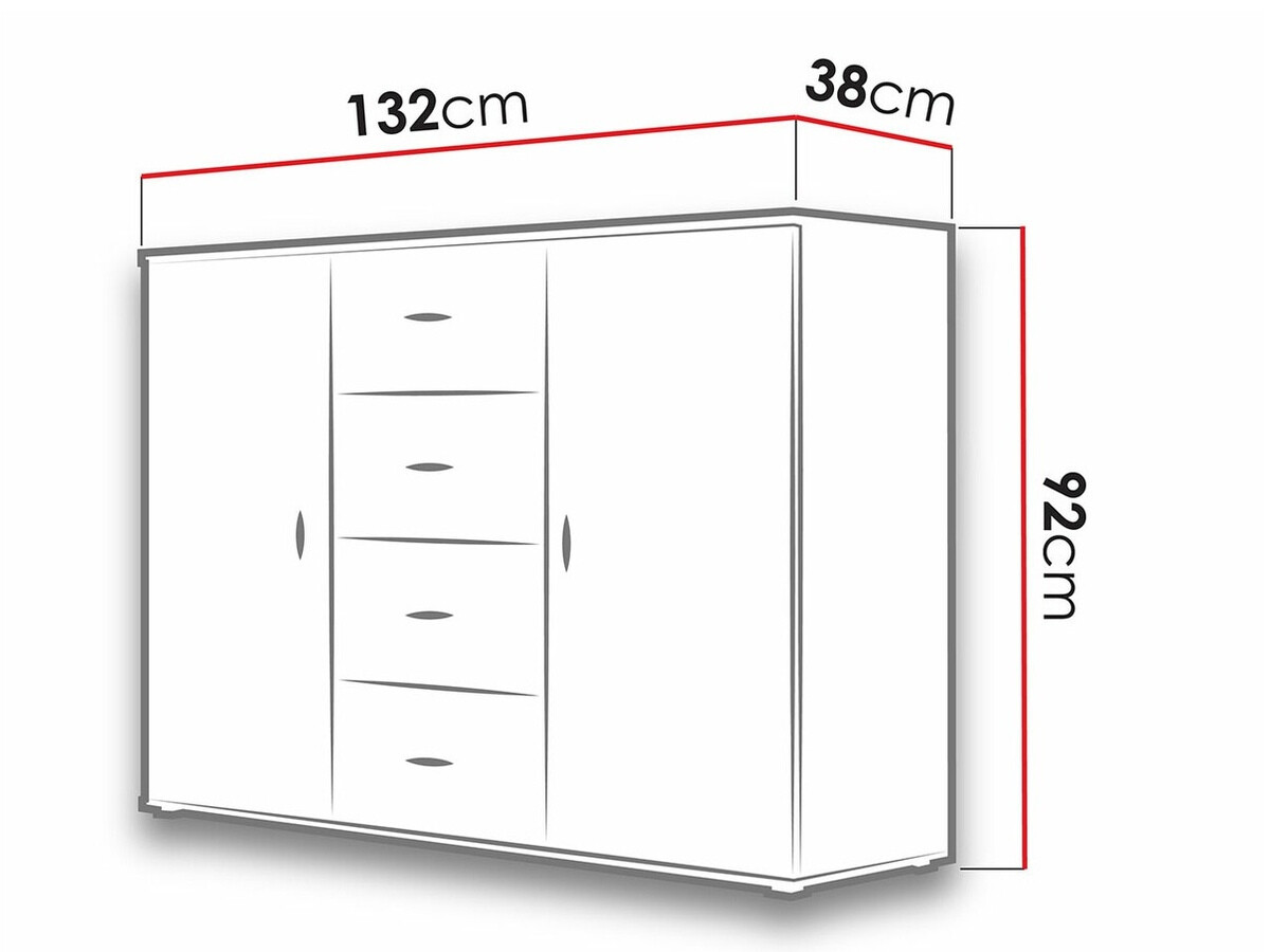 Kommóða Charlotte 118 (Lefkas-eik + Svartur)