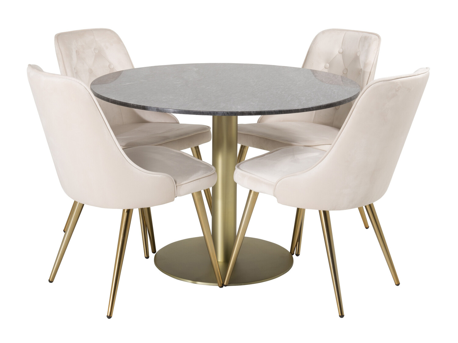 Borðstofusett Dallas 370 (Beige + Messing)