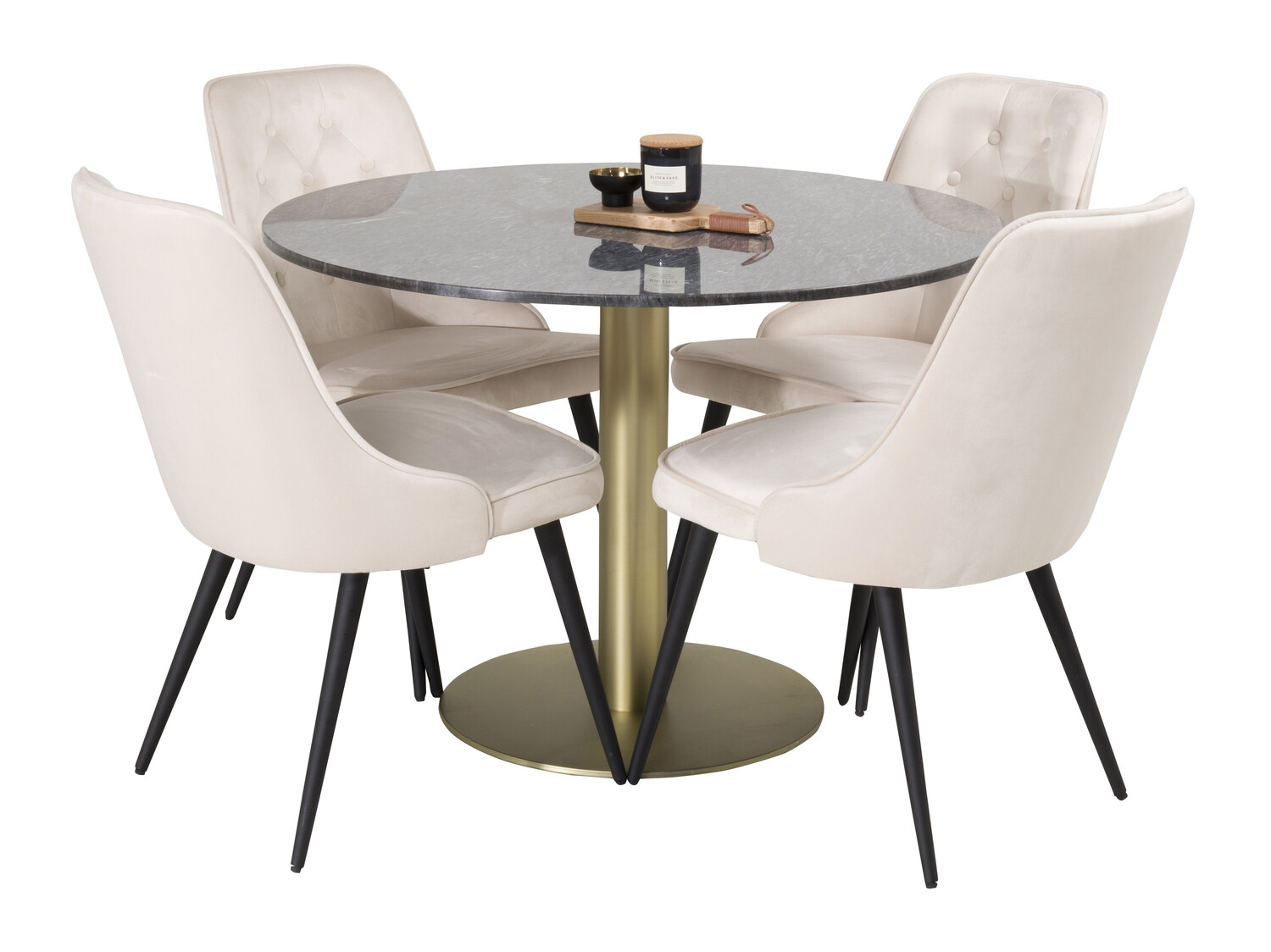Borðstofusett Dallas 370 (Beige + Svartur)