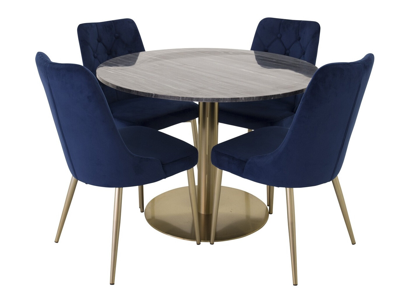 Borðstofusett Dallas 370 (Blár + Gylltur)