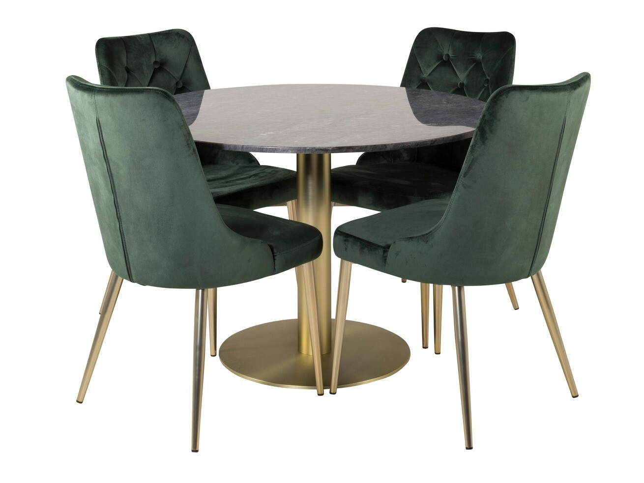 Borðstofusett Dallas 370 (Grænn + Gylltur)