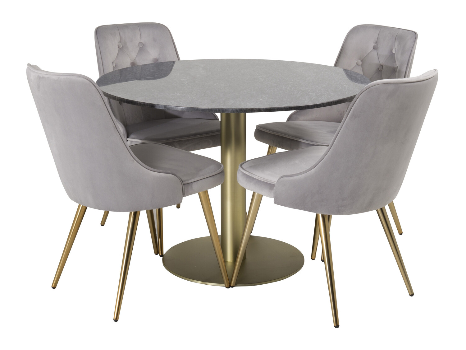 Borðstofusett Dallas 370 (Grár + Messing)
